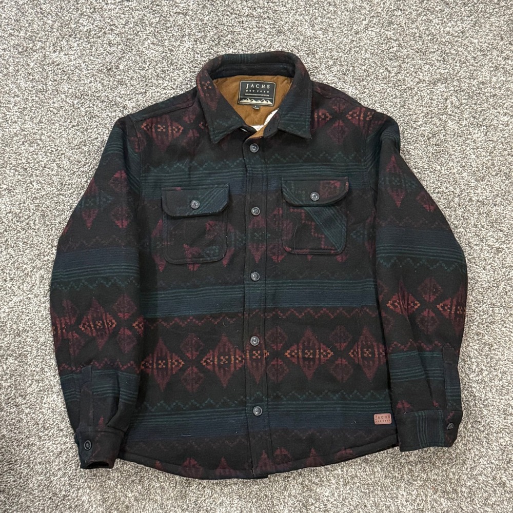 Jachs New York Mens Sherpa‎ Lined Flannel Jacket Southwestern Geometric Mens L - Picture 2 of 6